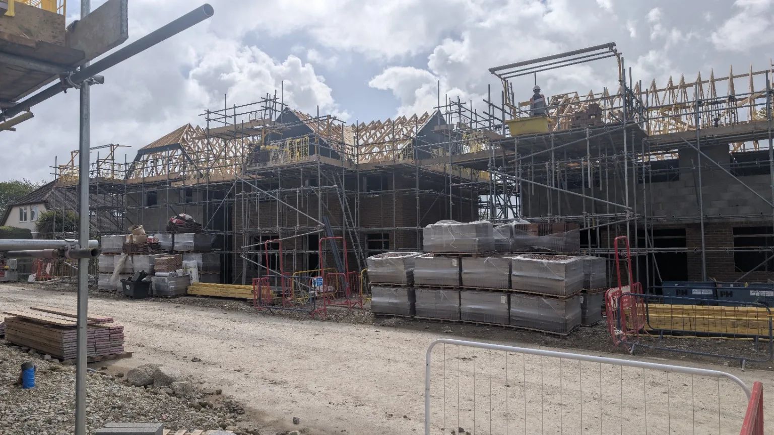 Scaffolding across a new-build residential development